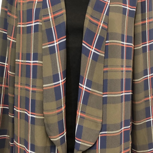 Women’s Lush Green Plaid Open Blouse Cardigan Size S - Picture 5 of 6